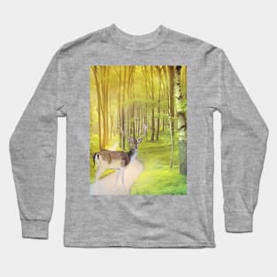 Deer Walking in the Forest Long Sleeve T-Shirt